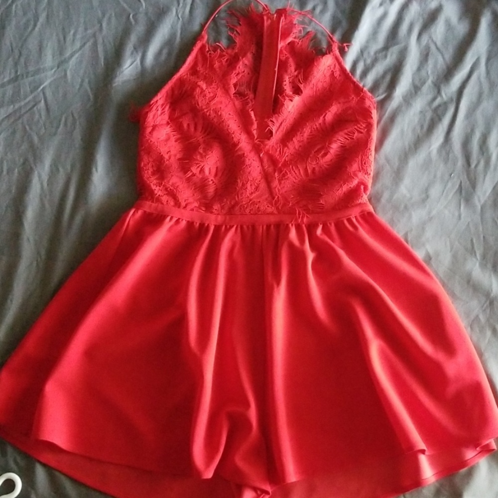 red lace Windsor romper